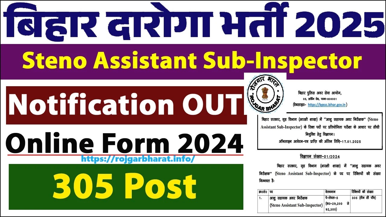 BPSSC Bihar Police ASI Steno Recruitment Online Form 2024